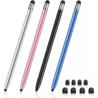 Digiroot Stylus Pen,4 Stück Tablet Stift mit 8er Gummi Ersatzspitzen,2-in-1 Touchscreen Stift für alle Tablets/Smartphone, kompatibel mit Samsung/iPad/Android/IOS